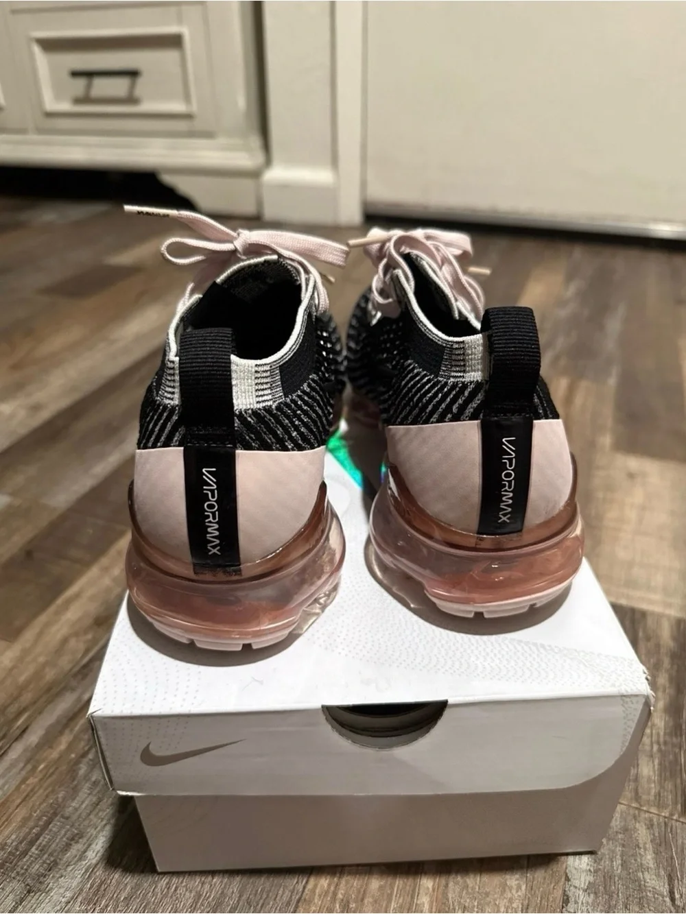 Nike Women’s VaporMax Flyknit Sneakers — Black and Light Pink